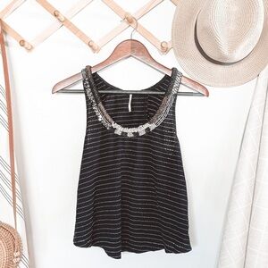 Free People Beaded Striped Tank Top